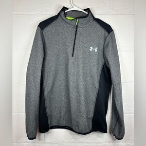 Under Armour Men’s Lime & Grey Quarter Zip Loose Fit Coldgear Pullover Sz Medium